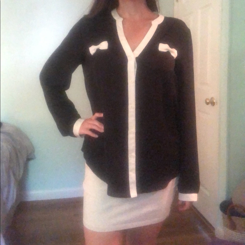 Black and White Bow Blouse- Lauren Conrad